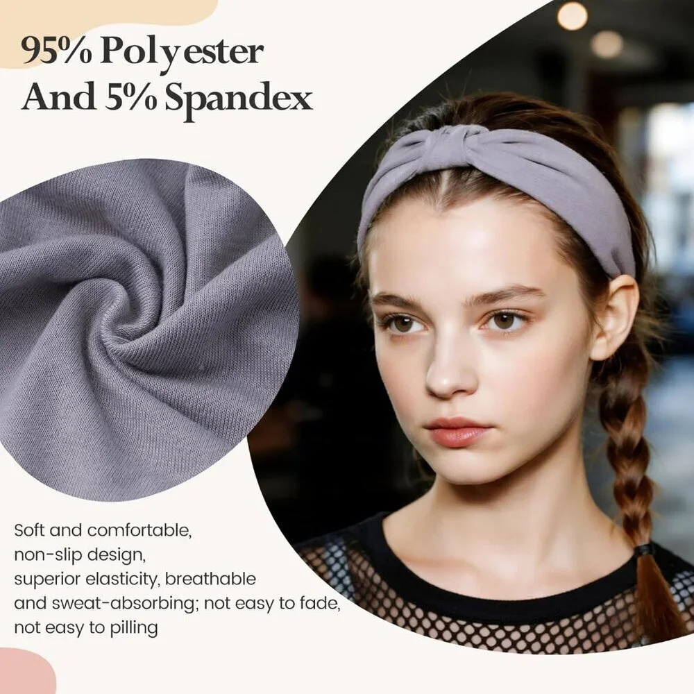 Women Headbands Cotton Blend 6-Pack Non-Slip Thick Stretchy Fashion